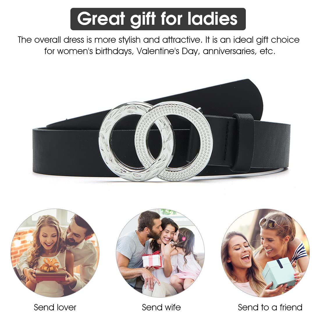 PALAY Women Sleek Double Ring Closure Metal Belt For Dress Ladies,Blouse,Coat,Evening Gown-41.7inch (Black) PALAY Women Sleek Double Ring Closure Metal Belt For Dress Ladies,Blouse,Coat,Evening Gown-41.7inch (Black)